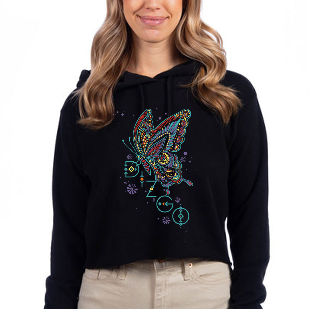 Women's Cropped Butterfly Hoodie